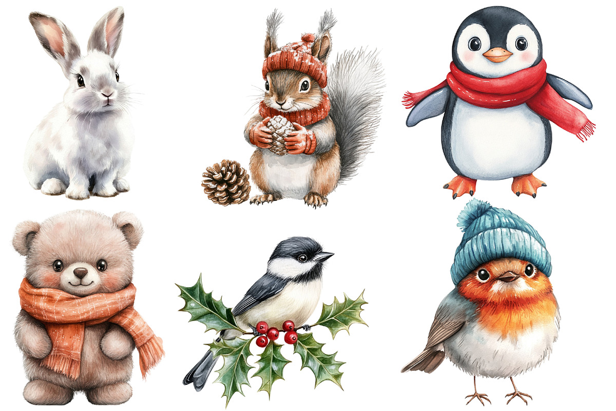 Winter Animals and Birds clipart, an Illustration by Designworld (Photo 4 of 6)