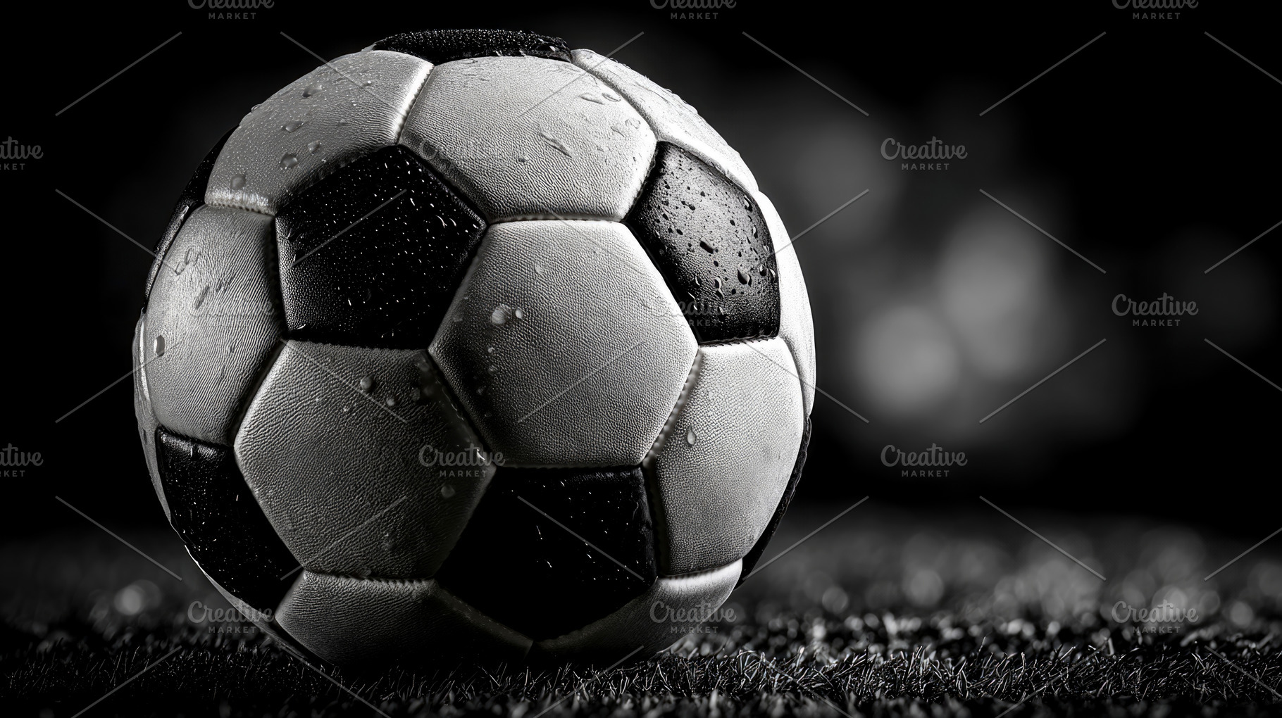 Dramatic Wet Soccer Ball on Dark Stadium Field, a Sports & Recreation Photo by José Manuel Gelpi