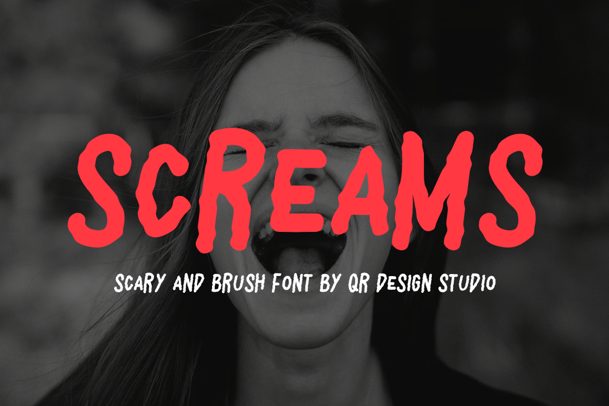 Woman Screams - Horror Font, a Handwritten Font by QR Design Studio (Photo 2 of 8)