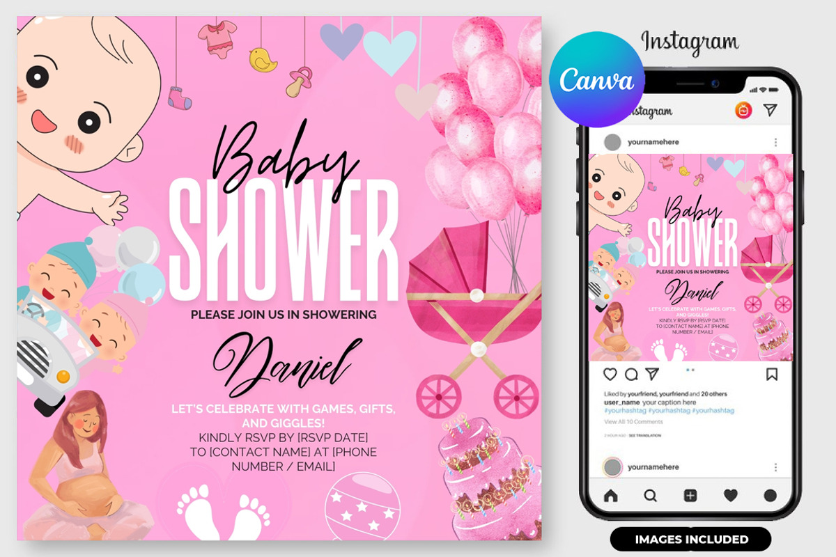7 Baby Shower Flyer Bulndle | Canva, a Graphic by graphicforest (Photo 6 of 9)