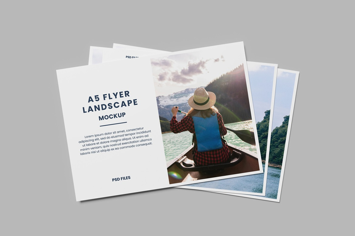 A5 Flyer Landscape Mockup, an Advertising Mockup by AndikaGraphic (Photo 8 of 8)