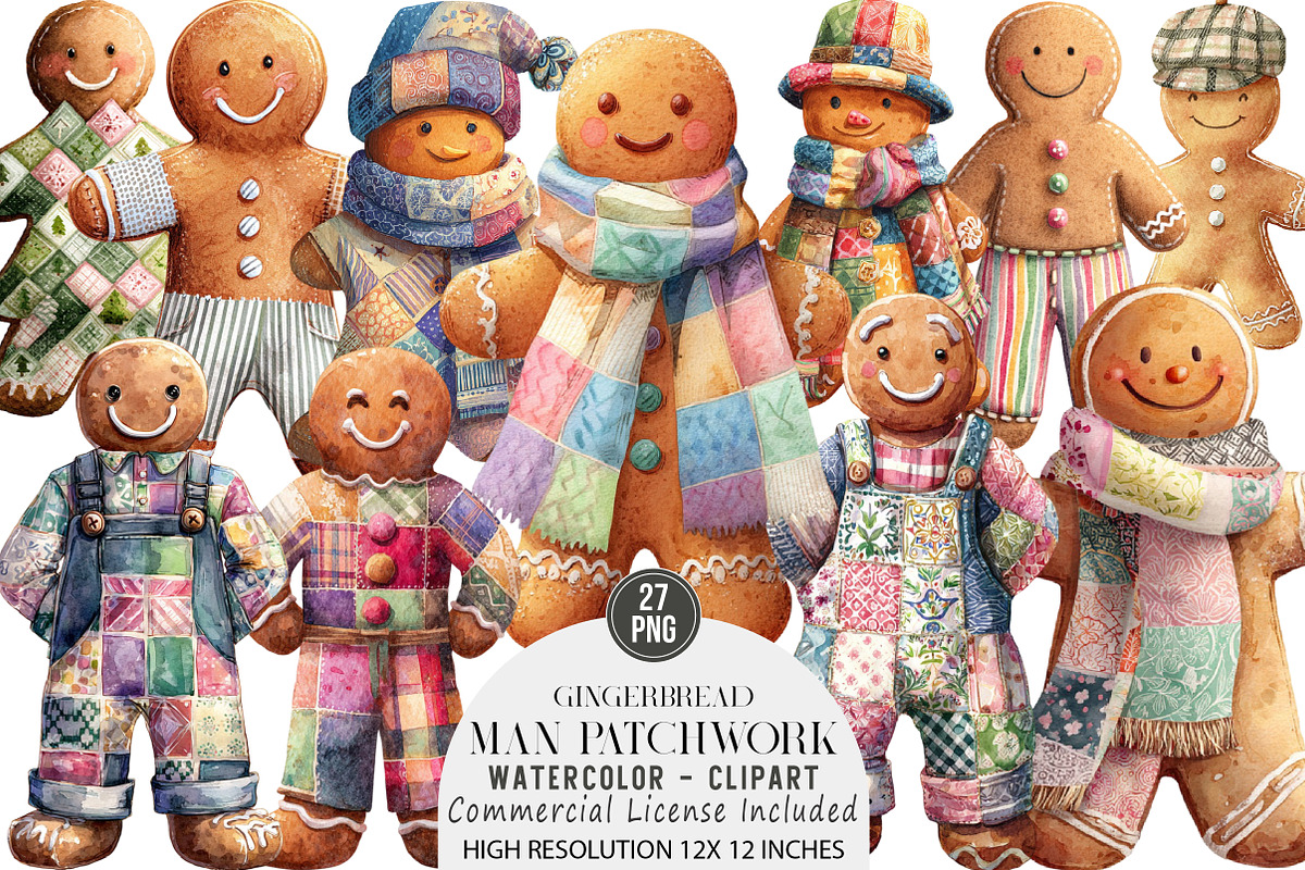 Gingerbread Man Patchwork Bundle, an Illustration by DreamArtGraphic (Photo 1 of 4)