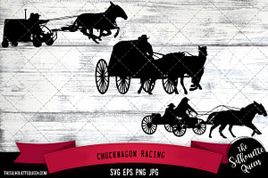 Chuckwagon Racing Silhouette Vector