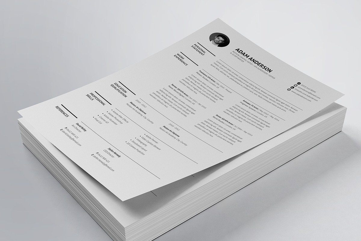 Clean Resume/CV Template, a Resume Template by Glassymart