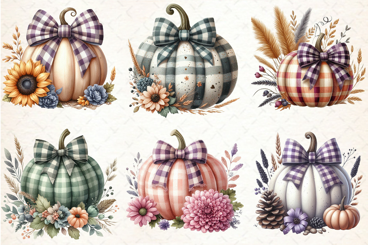 Autumn Pumpkin and Bow Clipart, an Illustration by Libby Wishes (Photo 6 of 11)