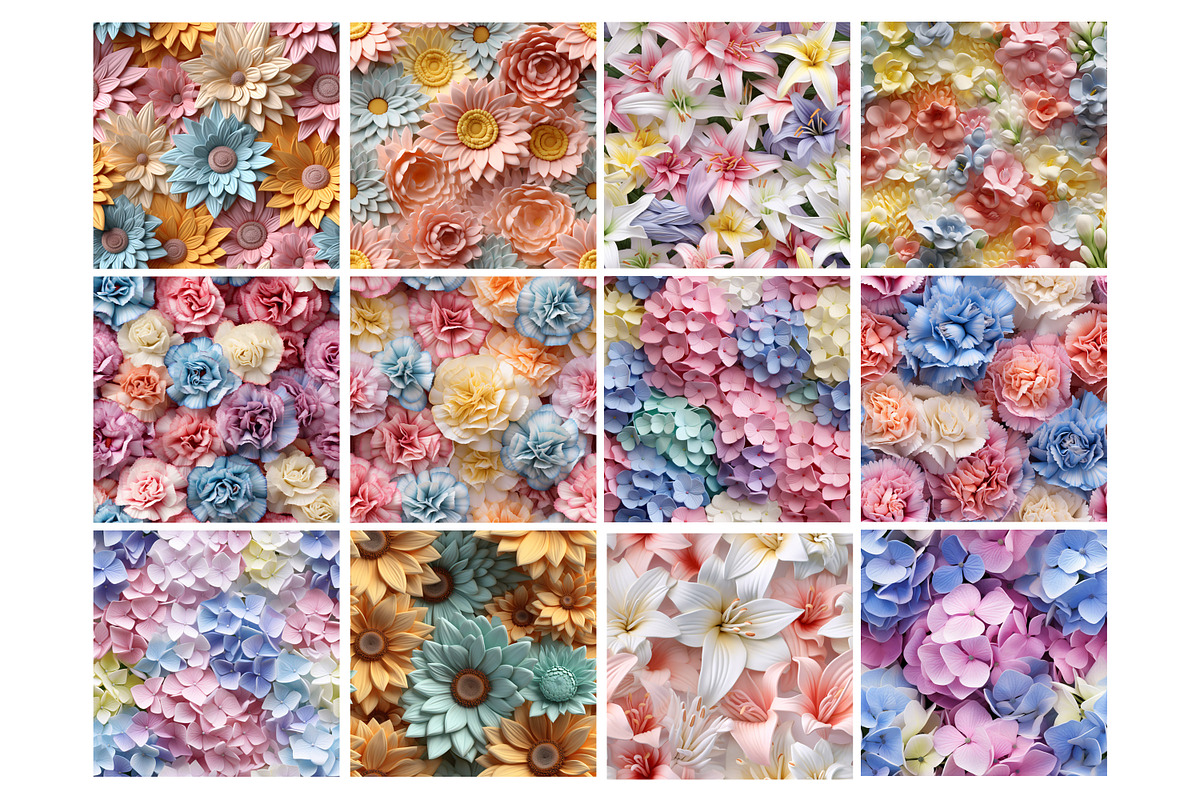 3D Pastel Flower Seamless Pattern, a Pattern Graphic by Forhadx5 (Photo 4 of 11)