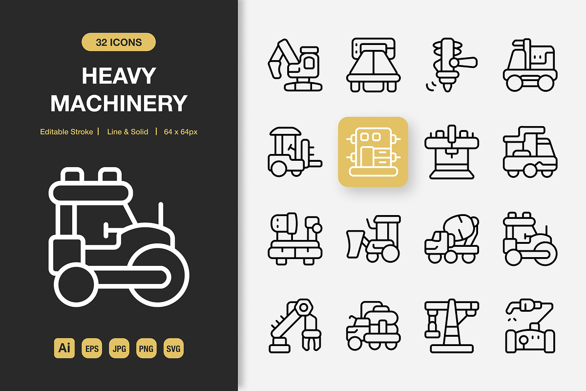 Heavy Machinery Icons, an Icon by Spacepixel Creative (Photo 1 of 3)
