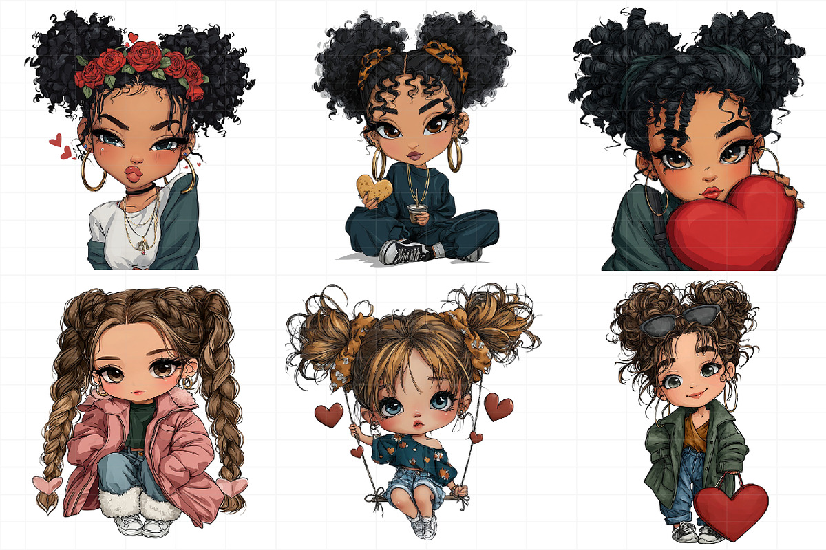 Valentine Holiday Black Girl Clipart, an Illustration by Daily.Designs (Photo 3 of 8)