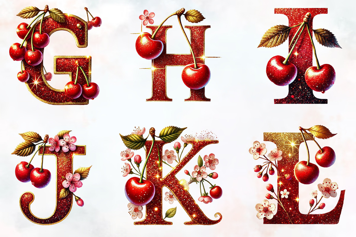Spring cherry Alphabet clipart, an Illustration by RobertsArt (Photo 4 of 7)