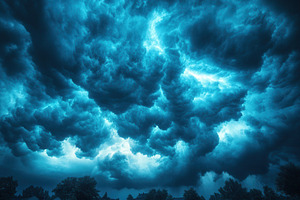 Dramatic storm clouds fill the sky o, a Photo by Tanuart