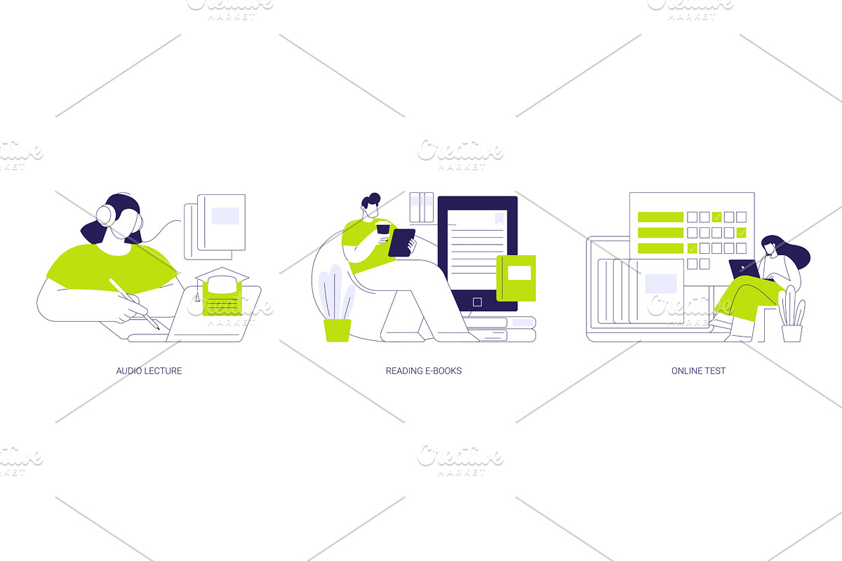 Online degree isolated cartoon, an Education Illustration by Visual Generation