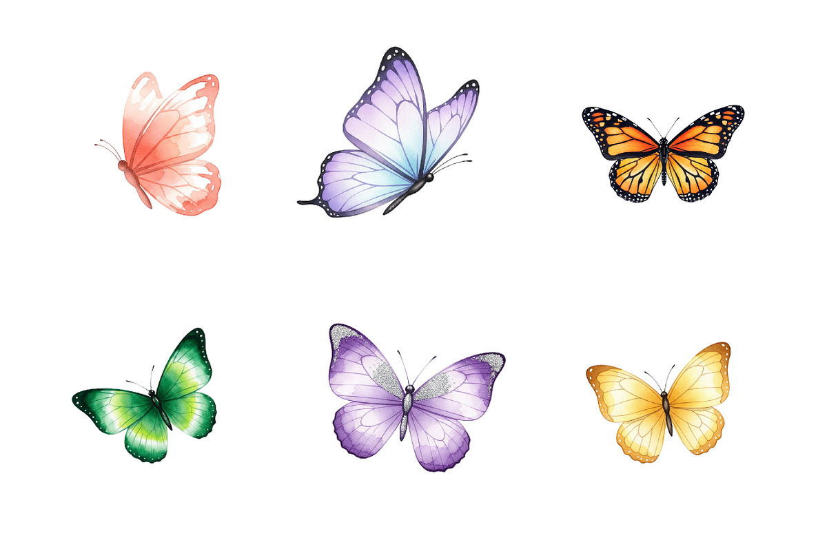 Butterfly PNG Clipart Bundle, an Illustration by SinaCreation (Photo 3 of 7)