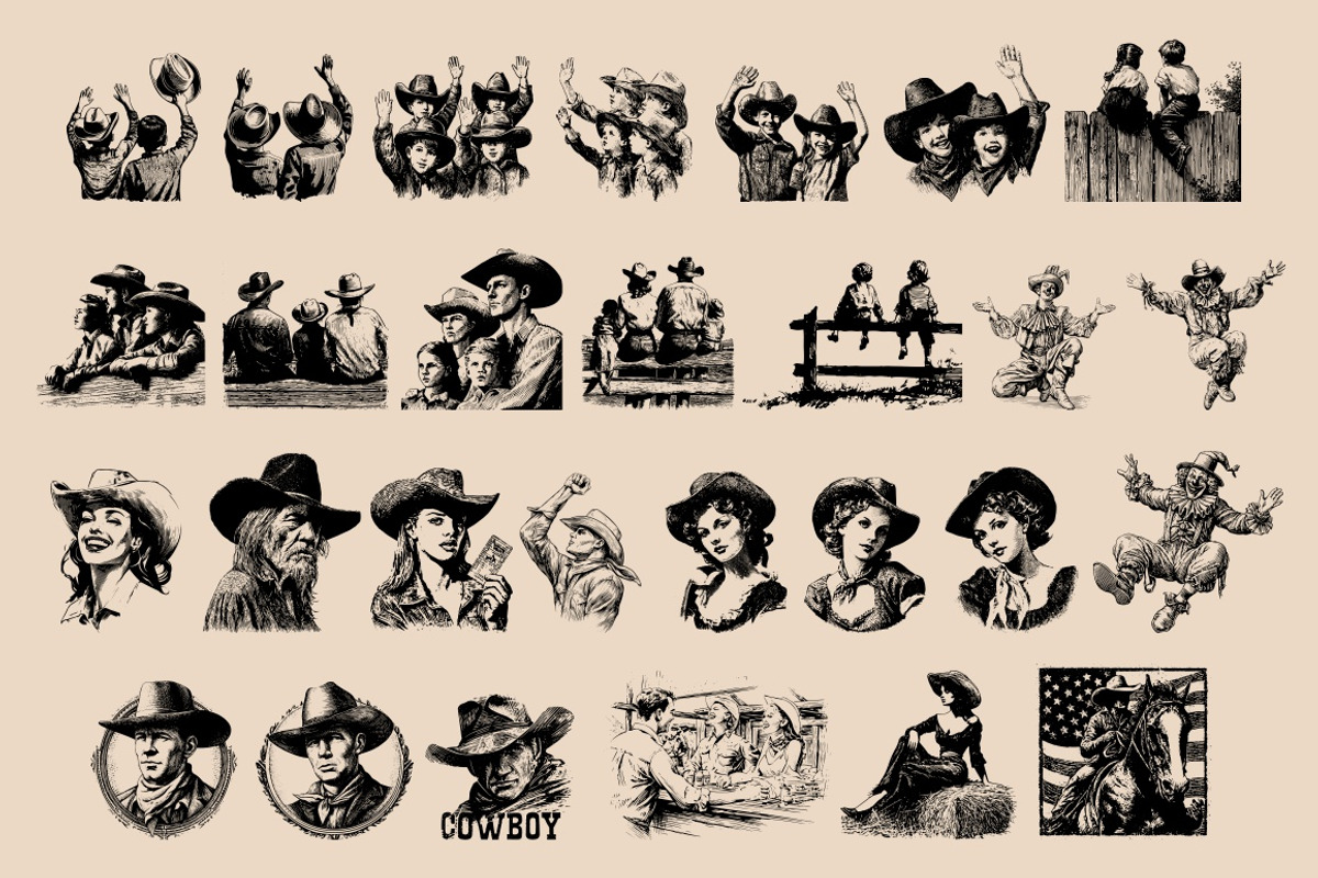 Vintage Retro Rodeo illustrations, an Object Illustration by Nocturnal Wolf (Photo 12 of 17)