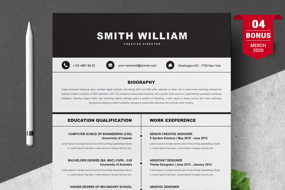Resume/CV Bundle | 200+ for $29, a Resume Template by ResumeInventor (Photo 105 of 207)