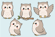 Baby Owl Character Set Collection, an Animal Illustration by Artpon Illustration (Thumbnail 1 of 3)