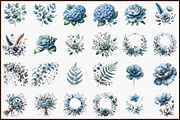 Elegant Dusty Blue Flowers Clipart, an Illustration by Sublimation Artist (Thumbnail 3 of 6)