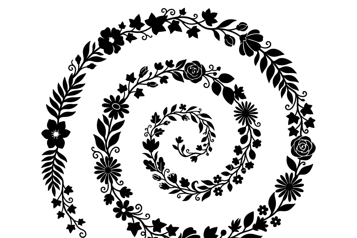 50 Elegant Floral Leaf Spiral Frame, a Decorative Illustration by Amazin_art (Photo 5 of 25)
