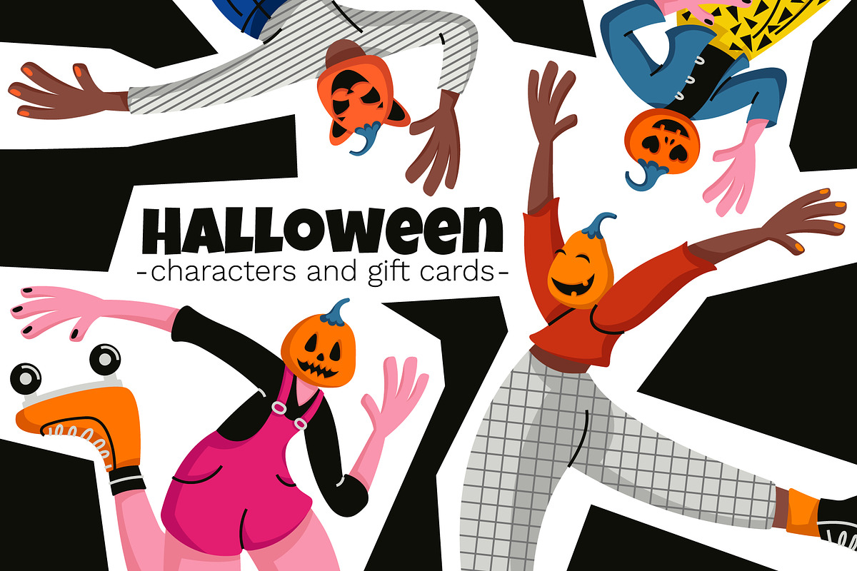 Halloween Characters & Gift Cards, a Seasonal Illustration by Panna Limon Store (Photo 1 of 9)