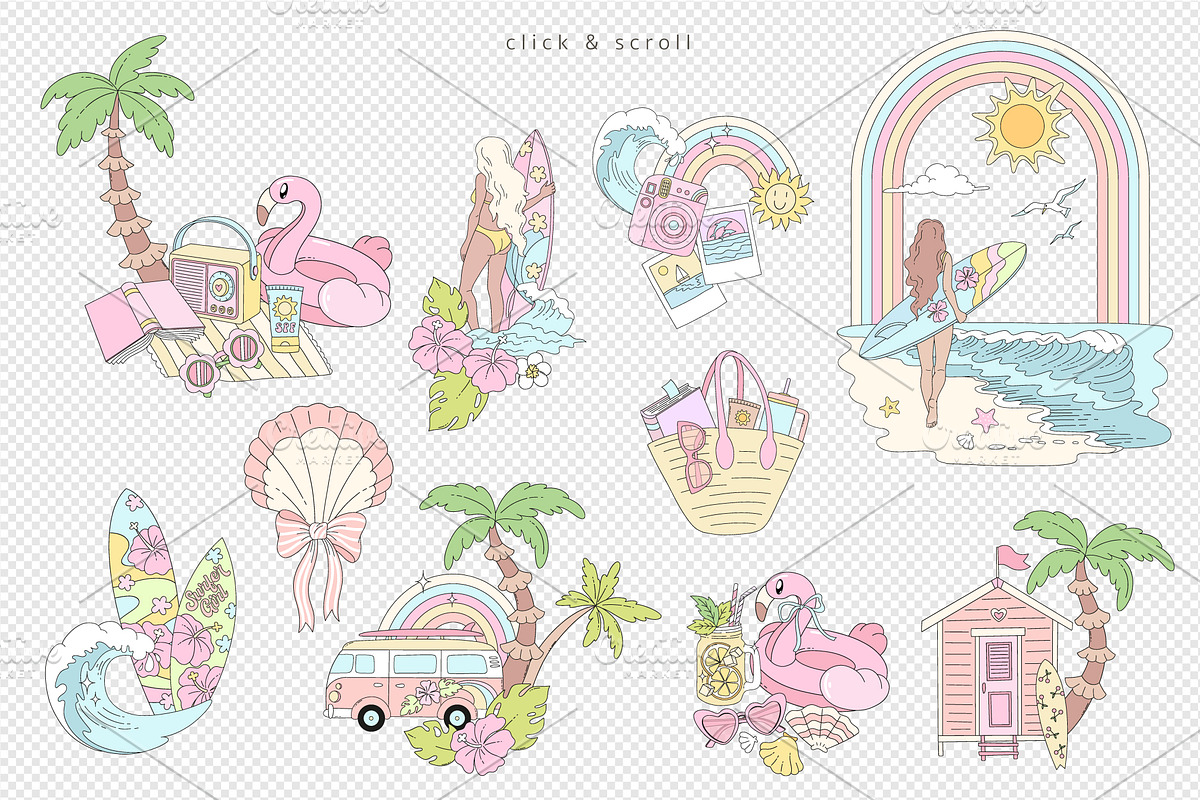 Coquette Beach Girl Clipart, a Seasonal Illustration by @olga.angelloz (Photo 2 of 2)