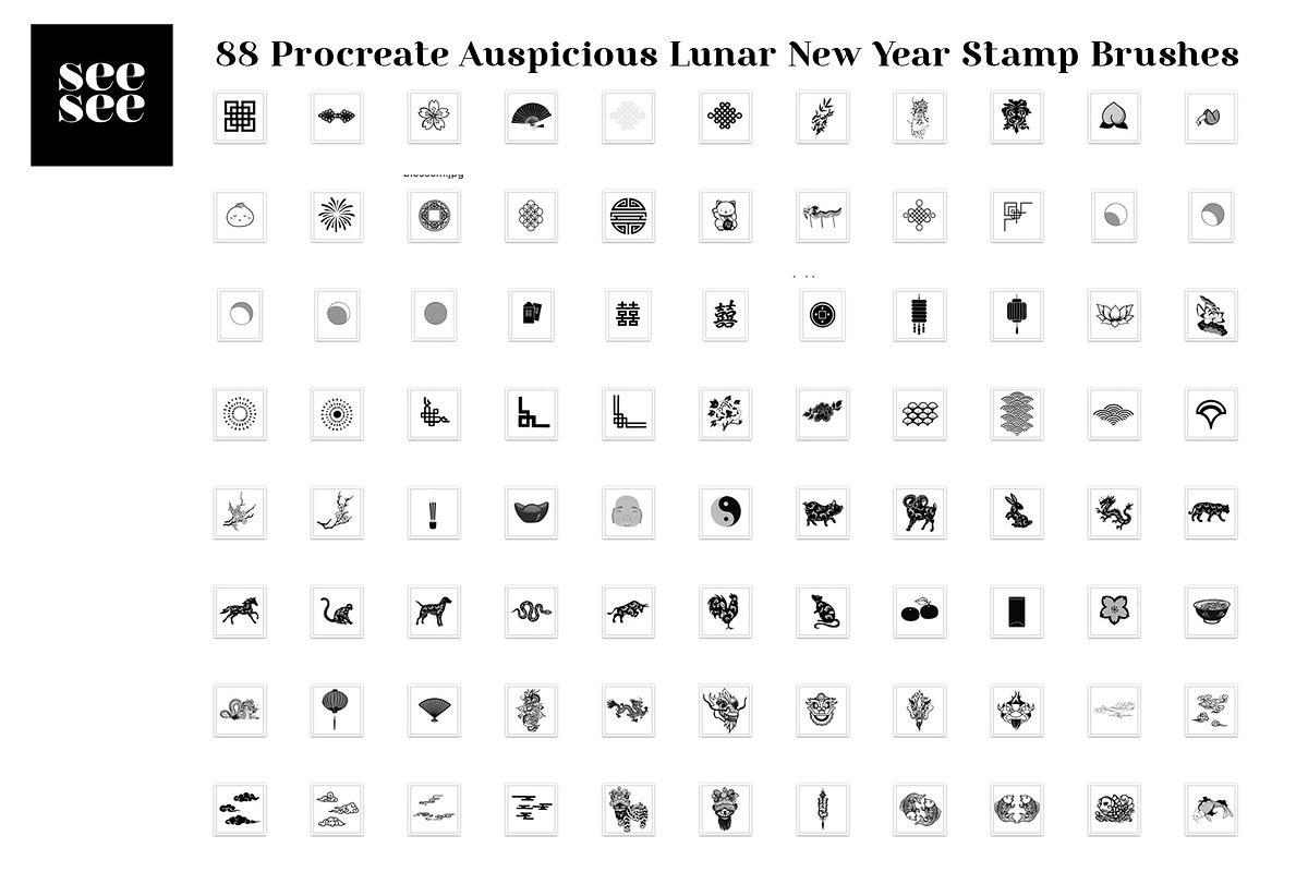 88 Procreate Lunar New Year Brushes, a Brush Add-On by CC CREATIVE CO (Photo 3 of 17)