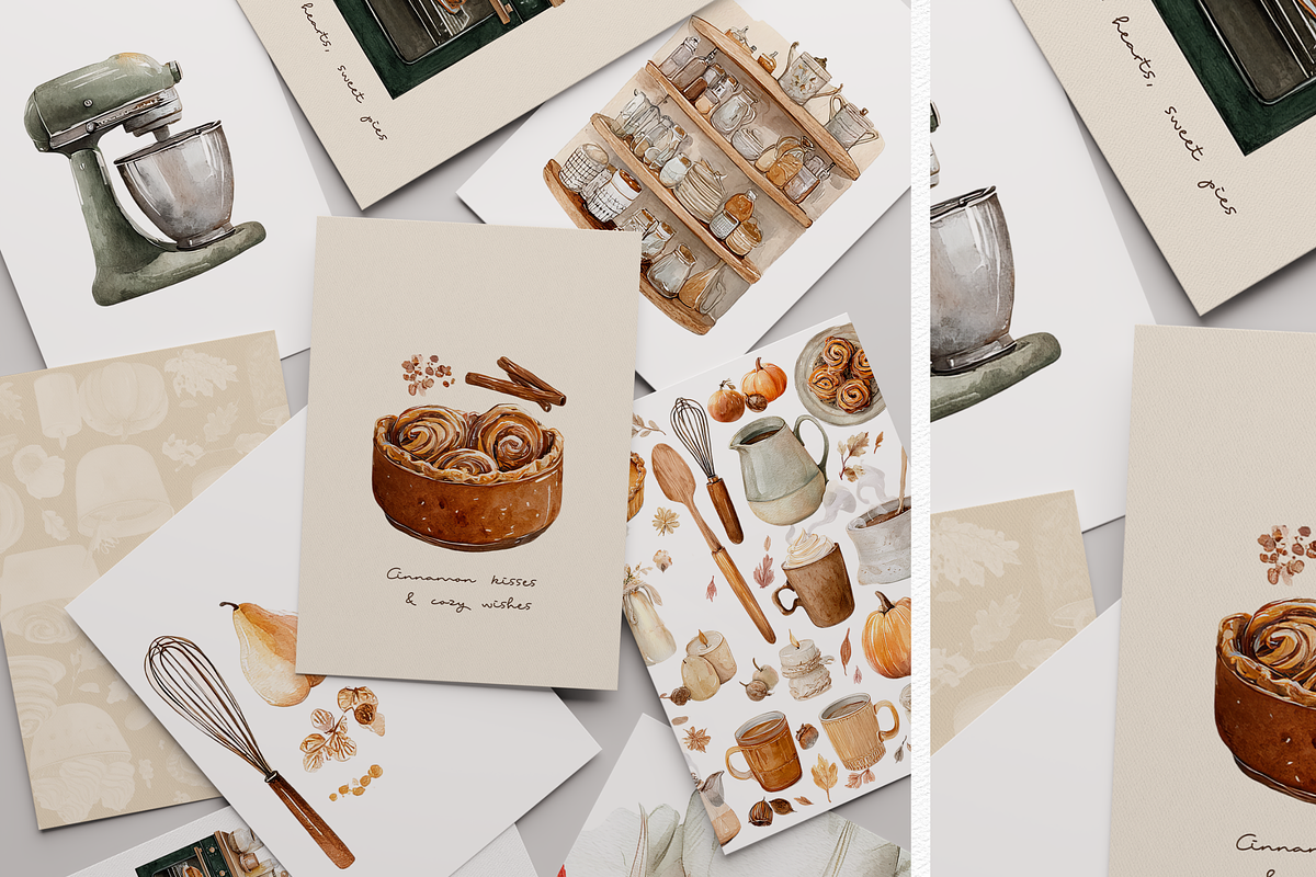 Watercolor Autumn Baking Clipart, a Decorative Illustration by ThaismotaCreativeCo (Photo 2 of 12)