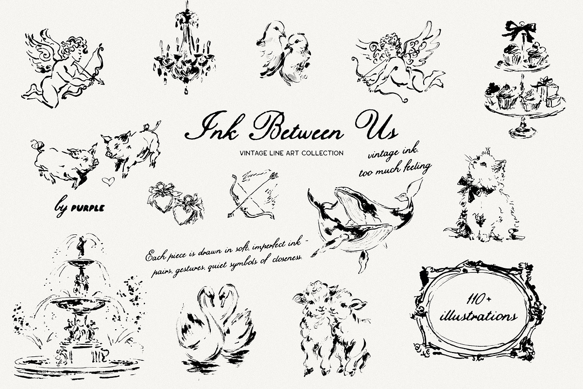 Ink Between Us - Romantic Line Art, a Decorative Illustration by Purple (Photo 17 of 17)