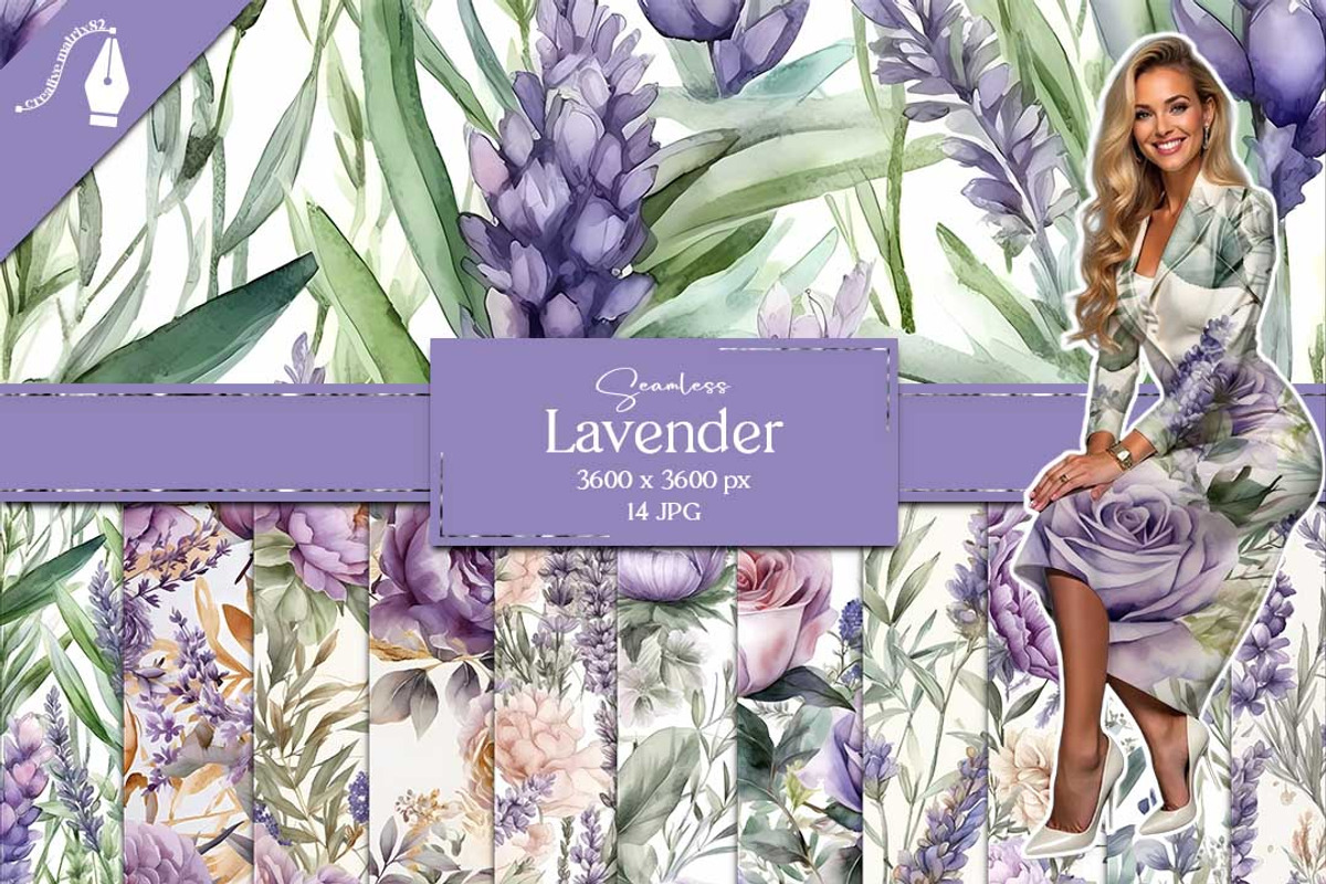 Watercolor Lavender Seamless Pattern, a Texture Graphic by Creative Matrix82 (Photo 1 of 4)