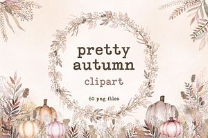 Pretty Autumn Watercolor Clipart Set