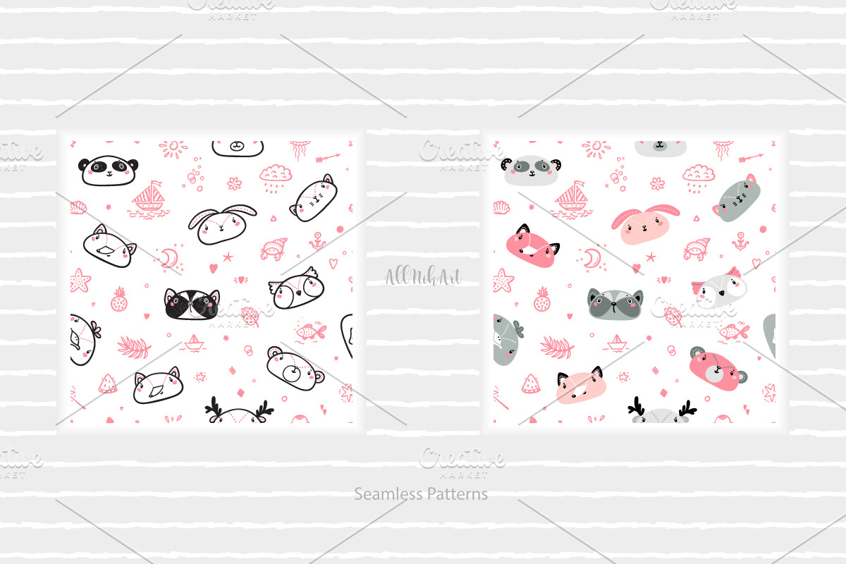 Cute Animal Illustrations & Patterns, a Pattern Graphic by AllNikArt (Photo 15 of 15)