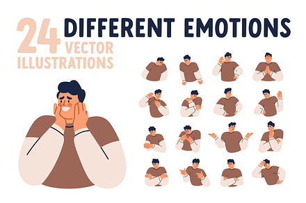 Man showing different emotions set, a Person Illustration by Good Studio