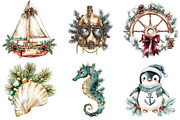 Merry Maritime Christmas Clipart, a Seasonal Illustration by CitraGraphics (Thumbnail 3 of 9)