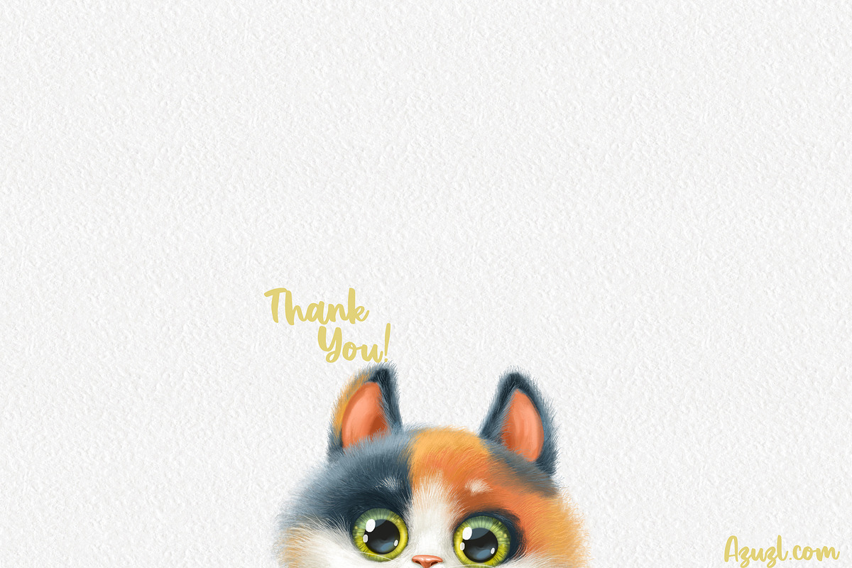 Multi-colored kitten with big cup, an Animal Illustration by Azuzlikus (Photo 3 of 3)