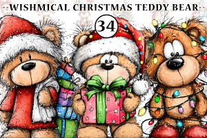 Wishmical Christmas Teddy Bear Clipa, an Illustration by CreationArt