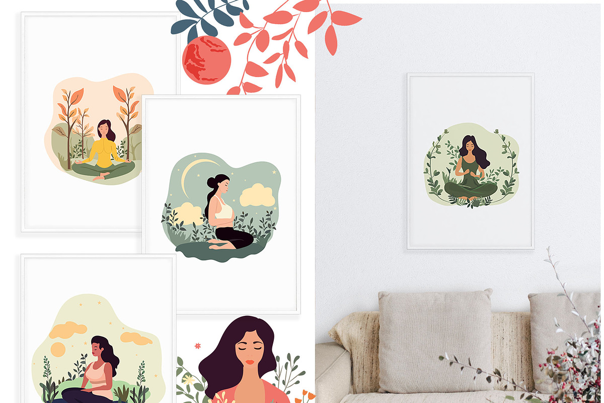 Meditation, yoga woman, Nature, a Sport Illustration by Usis (Photo 4 of 7)