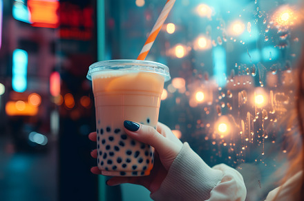 boba tea in hand, a Food & Drink Photo by OlgaPilnik