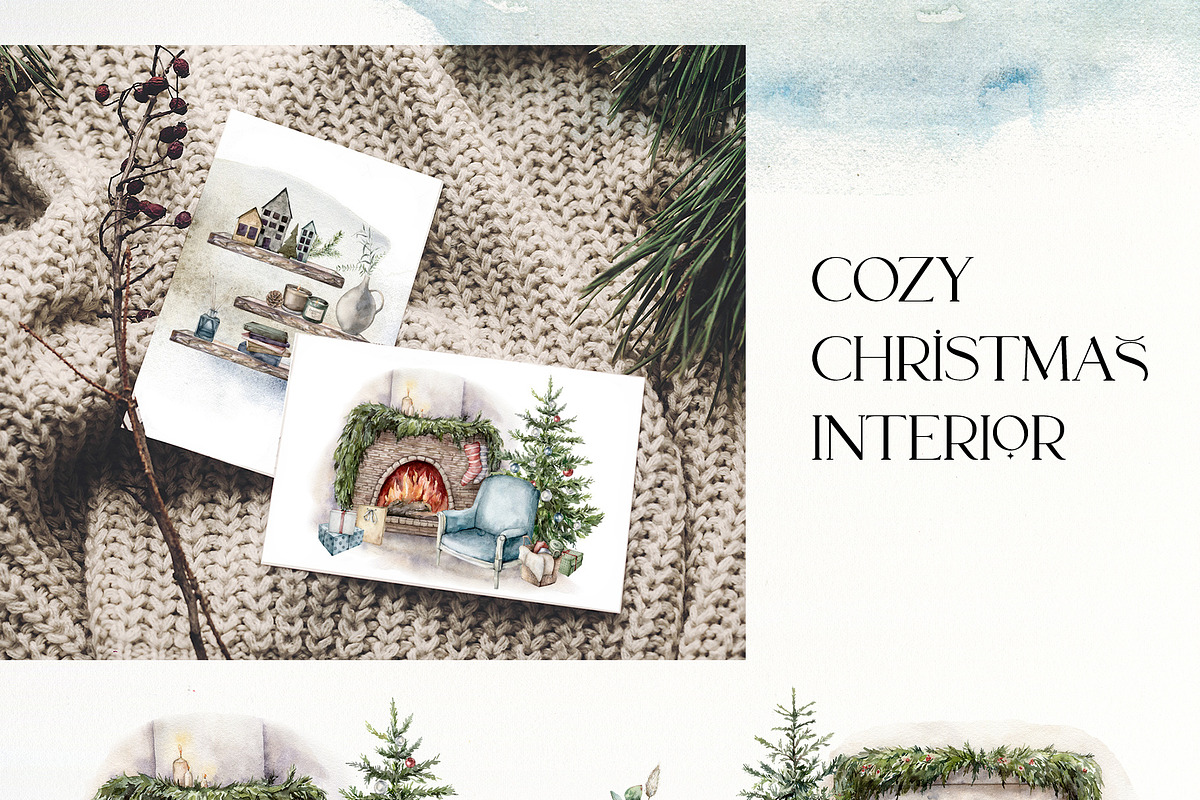 Watercolor Christmas spirit clipart, a Decorative Illustration by Yuliya Derbisheva (Photo 7 of 14)