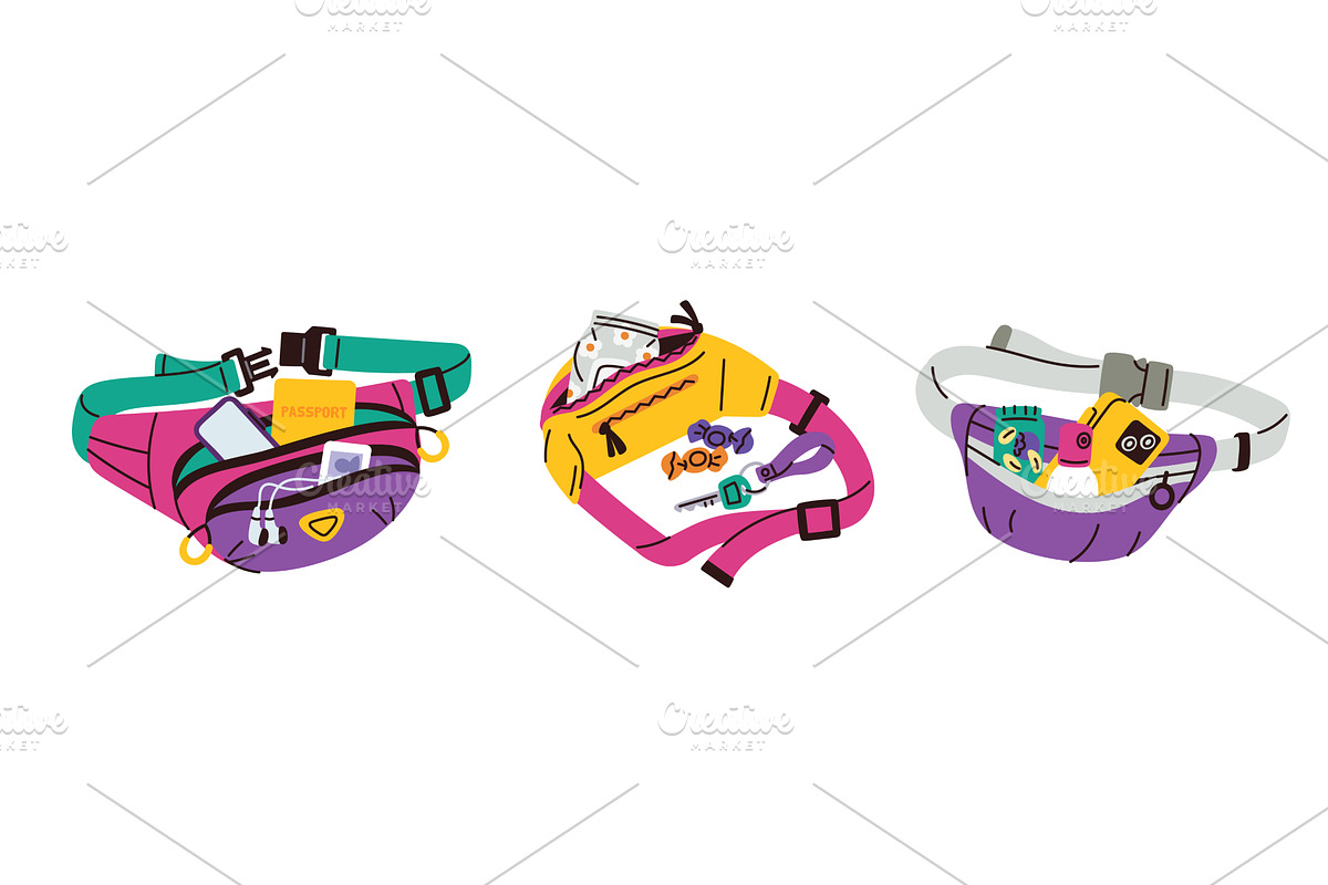 Waist bag accessories. Colorful, an Object Illustration by YummyBuum
