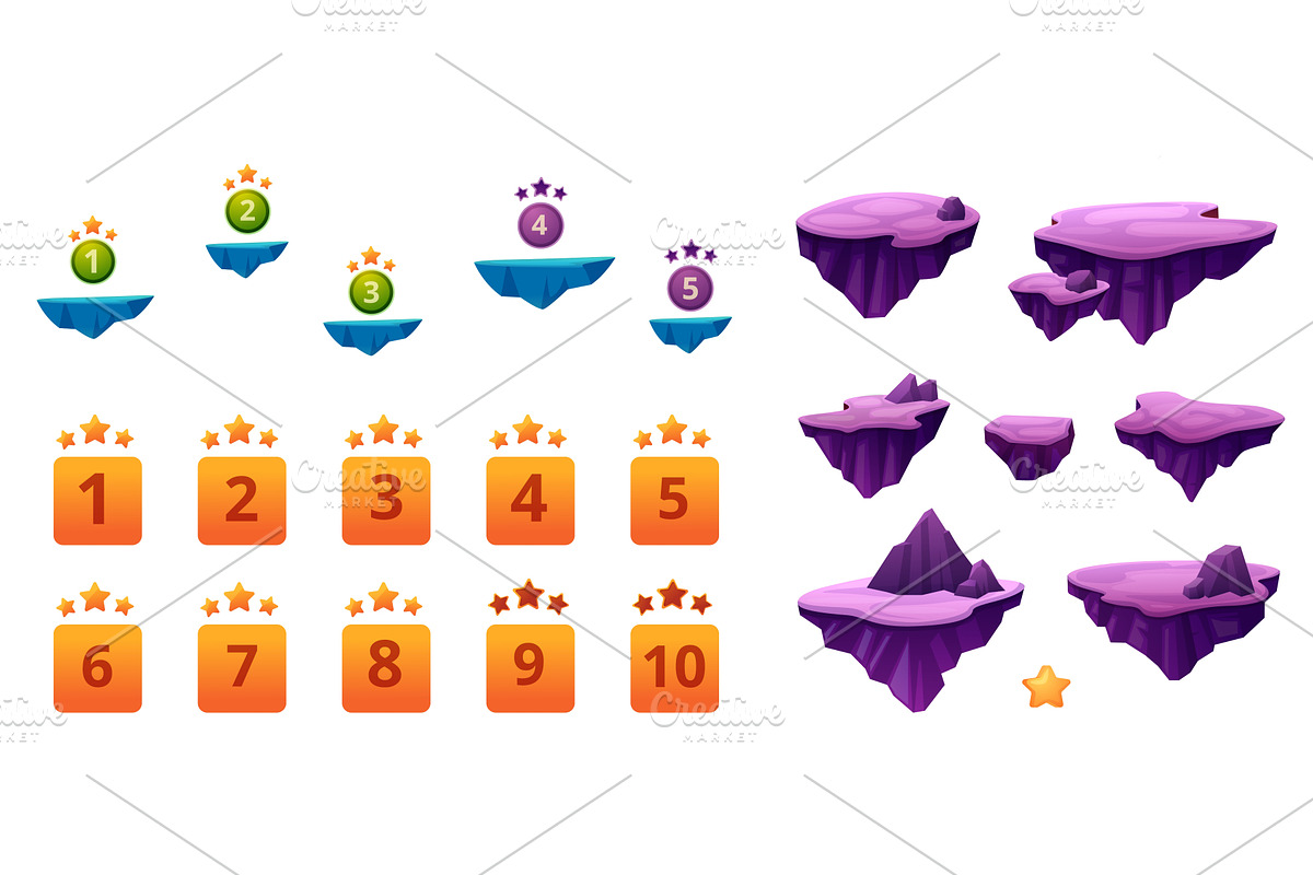 Levels elements. Game ui ux design, a Technology Illustration by LadadikArt