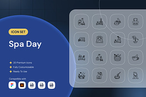 Spa Day Icon Set, an Outline Icon by Nathaya Studio