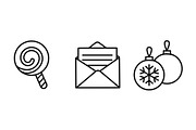 Christmas Line Art Icons Set, a Seasonal Illustration by Elen_Art (Thumbnail 4 of 5)