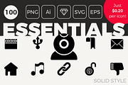 100 Essential Icons - Solid Style, a Solid Icon by Designerbundle (Thumbnail 1 of 3)