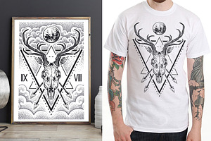 Vector Deer Skull Art And Design