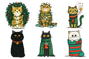 Whimsical Christmas Cat Clipart, an Illustration by Daily.Designs (Thumbnail 4 of 5)