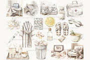 Sick Day Clipart | Cozy Home Medical, a Healthcare Illustration by GlamArtZhanna (Thumbnail 3 of 8)