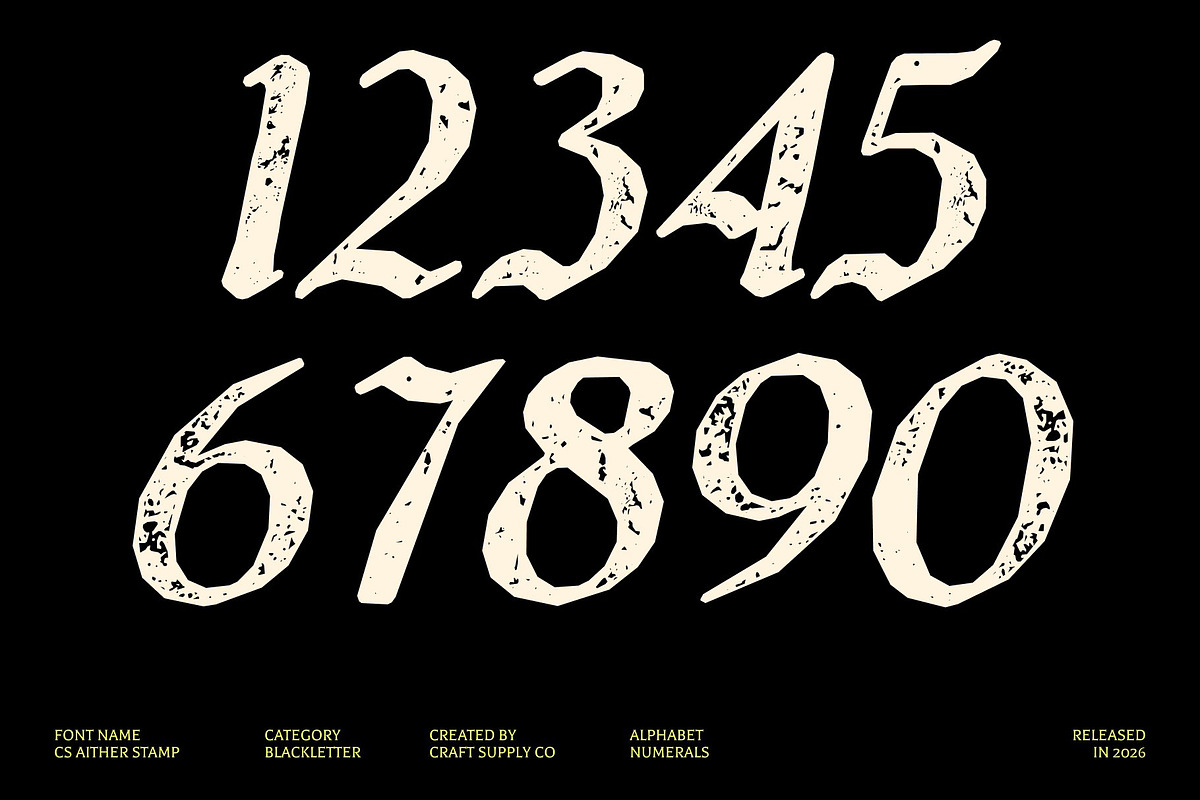 CS Aither Stamp, a Blackletter Font by Craft Supply Co. (Photo 5 of 8)