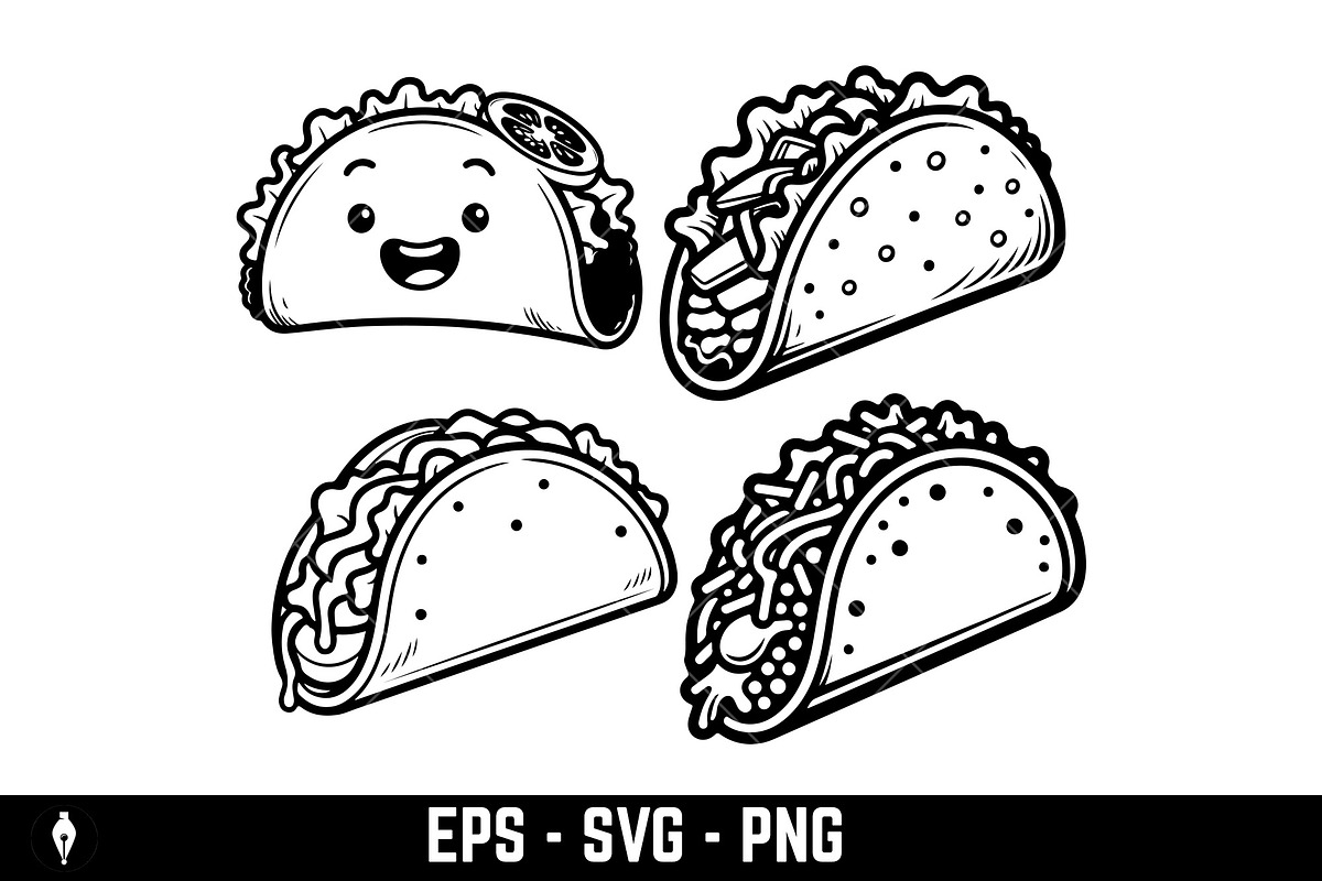 Icon of a classic taco, a Food Illustration by Vectorhight (Photo 2 of 3)