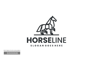 Horse Line Art Logo, a Branding & Logo Template by ivan_artnivora