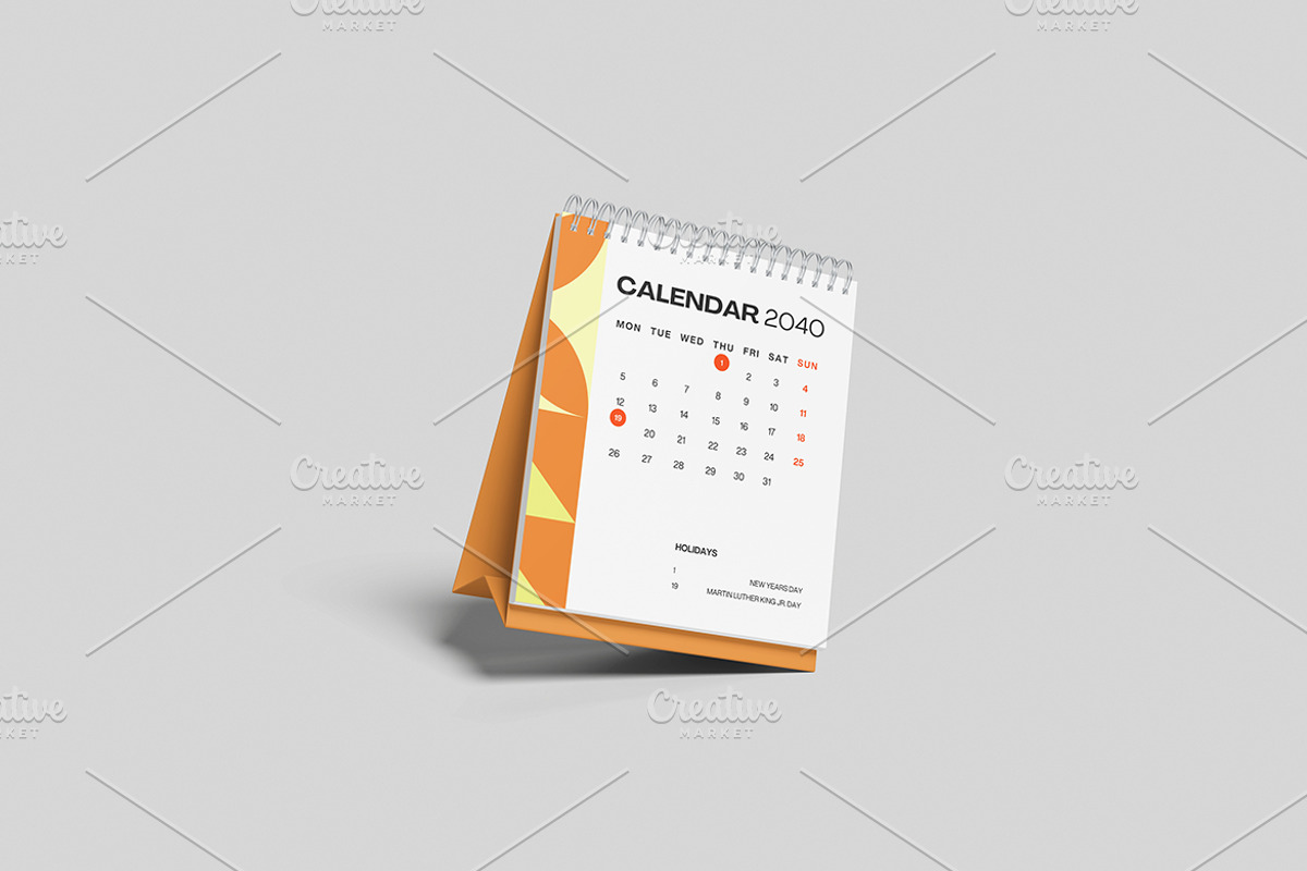 Desk Calendar Mockup, a Books & Magazine Mockup by Gatamotion (Photo 2 of 5)