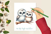 Baby owl watercolor clip art, an Illustration by CreationArt (Thumbnail 2 of 6)