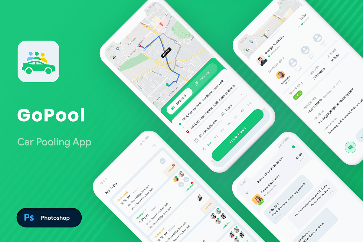 Cat Pooling App UI Kit | Gopool, an UI Kit Template by Opus LabWorks (Photo 1 of 7)